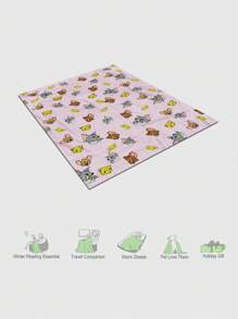 TOM & JERRY X SHEIN Cartoon Pattern Coral Fleece Blanket, Super Soft Plush Throw, Warm Fluffy Blanket For Sofa Or Bed, Perfect Gift For Fans, Machine Washable & Skin-Friendly - Baby Pink - View 6