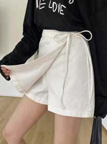 DAZY Women's Summer Wrap Style Denim Skorts