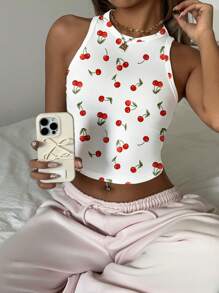 SHEIN EZwear 休闲简约圆领修身女士吊带背心，适合夏季 - 彩色 - 查看 4