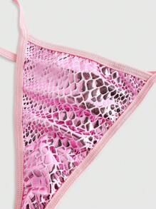ROMWE J-Fashion Y2K 蛇皮印花系带性感女士内衣套装 - 粉色 - 查看 3