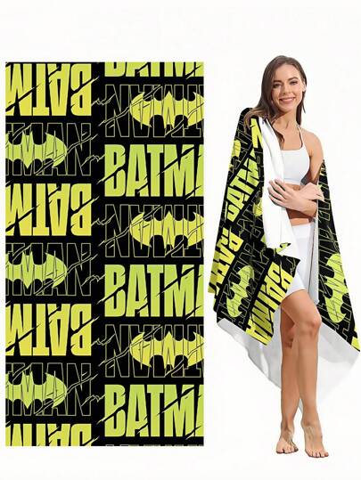 BATMAN X SHEIN Khăn tắm bãi biển khô nhanh, chống cát & khăn tắm - Kích thước cực lớn, nhẹ, di động, dùng để bơi lội, đi nghỉ, tập yoga cho phụ nữ