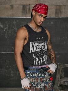 AXEPEAK Men's Streetwear Punk Western Style Top - Black - View 4