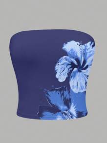 INAWLY Y2K 芙蓉花印花抹胸短款抹胸