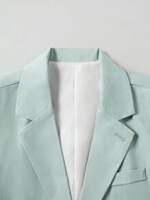 Manfinity Mode Men's Business Casual Solid Color Lapel Collar Single-Breasted Blazer - Green - View 5