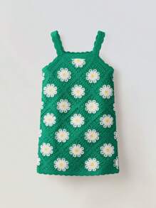 Maija Kids Maija Kids Young Girl Fitted Casual Floral Print Camisole Knit Dress