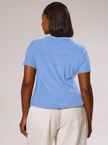 MUSERA Top ajusté à manches courtes avec boutons, élégant et chic, idéal pour les vacances et les jours fériés. Style romantique des années 90 et Y2K, parfait pour l'automne, l'hiver et Noël