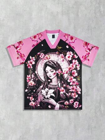 Prep T-shirt à manches courtes pour hommes avec motif de football, adapté au port quotidien au printemps et en été