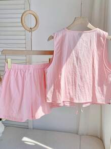 Comfortcana Summer Bohemian Vacation Light Pink Woven Printed Set - Baby Pink - View 2