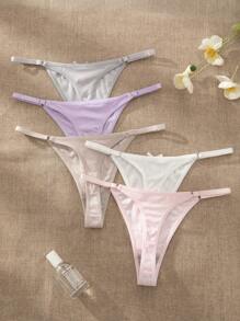 SHEIN 5pcs/Set Women's Simple Briefs, Comfortable Casual Panties - Multicolor - View 2