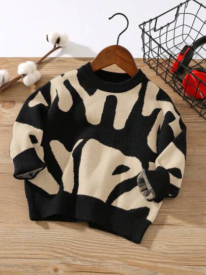 SHEIN 1 Piece Young Boy Casual Streetwear Style Comfortable Soft Minimalist Letter Color Block Print Crew Neck Sweatshirt, Suitable For Back To School, Fit For Birthday Party, Evening Party, Wedding, Christening, School Opening Ceremony, Daily Wear, Travel, Sports, Autumn/Winter Season Sweater Boys Autumn Winter Sweater Sweater Boys Casual Sweater Print Sweater Fall