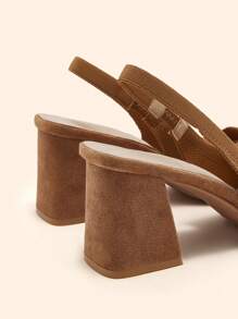 CUCCOO BASICS Brown Slingback Fashion Pointed Toe Thick Heels Women Shoes For Commuting,Dating,Parties,Vacation For Christmas Spring Shoes - Brown - View 5