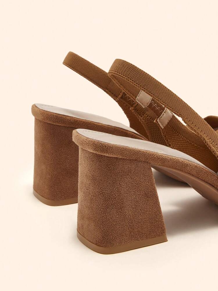 CUCCOO BASICS Brown Slingback Fashion Pointed Toe Thick Heels Women Shoes For Commuting,Dating,Parties,Vacation For Christmas Spring Shoes