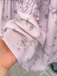 SHEIN Clasi Camicia stampata da donna casual da vacanza con balze, fiori piccoli e senza maniche, camicia casual estiva, camicia floreale, camicia floreale senza maniche con balze
