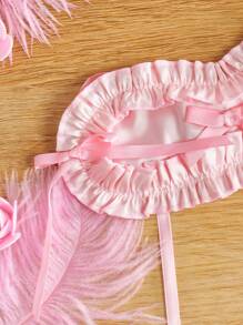 FairyFlirt Coquette Princess Layered Cake Design Satin Eyemask With Ruffle Trim, Bow Accent, Intimate Lingerie Accessories For Women, Pink, For Lolita Party & Everyday Wear