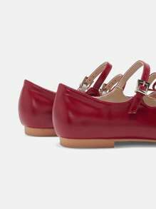 CUCCOO CURVES 大码时尚红色玛丽珍方头舒适平底鞋 - 酒紅色 - 查看 8