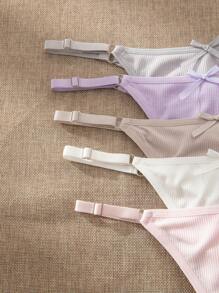 SHEIN 5pcs/Set Women's Simple Briefs, Comfortable Casual Panties - Multicolor - View 5