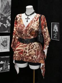 Sunspun 复古浪漫印花休闲修身T恤