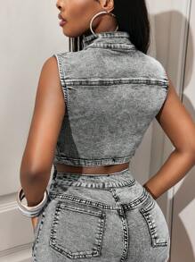 BamGleam 女士牛仔夹克外套，旅行 - 藍色 - 查看 3