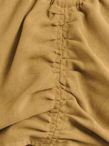 Nöista 褶皱纹理露背吊带上衣，饰有串珠肩带；轻盈透气设计；是海滩和休闲骄傲庆祝活动的理想之选；百搭机场装扮。 - 棕色 - 查看 6