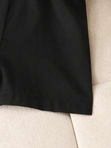 Baby Girls' Elegant Two-Tone Peter Pan Collar Floral Decor Romper, Summer - Black - View 5