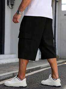 Manfinity Homme Quần Capri cạp chun co giãn, rộng rãi, thoải mái cho mùa hè, quần short nam, quần short Capri nam, quần short chạy bộ nam - màu đen - Xem 2
