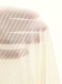 DAZY 夏季修身雪纺露肩短袖衬衫，优雅百搭，适合办公室、派对、婚礼等场合，荷叶边下摆，尽显女性魅力。 - 米色 - 查看 8