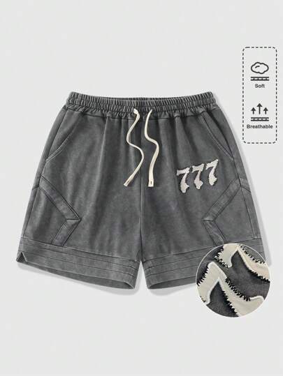 Street Life Men's Numeric Graphic Drawstring Waist Casual Loose Shorts With Pockets