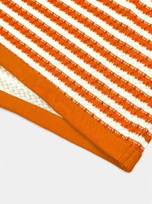 INAWLY Vestido casual mini de manga larga y cuello redondo a rayas de mujer ajustado - Naranja - Ver 4