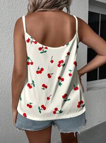 SHEIN LUNE 加大码樱桃印花吊带背心和背心，适合度假