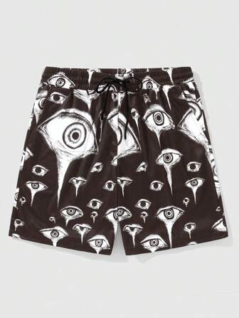 Anime Men's Dark Eyes Graphic Print Shorts