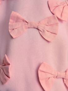 SHEIN Young Girls Back To School Cute 3D Bow Accent Casual Hoodie & Sweatshirt, Autumn Fall Winter - Multicolor - View 4