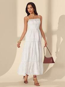 Almamuse Vestido de slip largo de mujer elegante con bordados y patchwork