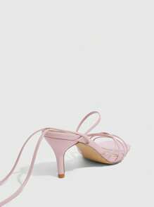 CUCCOO SZL Women's Commute Versatile Strappy Lace-Up High Heel Sandals - Baby Pink - View 3