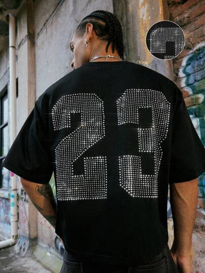 PAVTROS Manfinity Streetrush 男士年轻街头风短袖T恤，采用清爽卫衣面料，修身剪裁，简约珍珠光泽设计，融合现代时尚与街头风格，简约时尚，独具一格，适合日常搭配，时尚潮流，街头服饰，休闲聚会，节日礼物，男女皆宜的图案T恤，嘻哈街头风，送给男朋友的礼物，男士街头服饰，万圣节派对