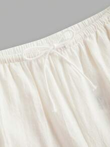 SHEIN Girlism Tween Girls Loose Casual Minimalist Comfortable Wide Leg White Woven Pants, Versatile