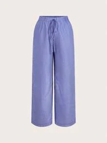 Sweetra 2pcs Plus Size Women Casual Striped Camisole Top + Wide Leg Pants Set, Relaxed Fit, Flattering, Summer