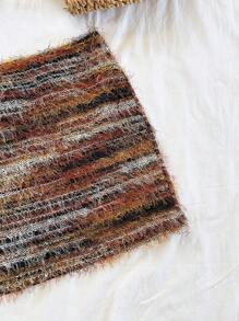 Soleia Women's Vacation Style Allover Print Backless Halter Top And Frayed Hem Skirt 2-Piece Set Brown Two Piece Set Women Fuzzy Two Piece Set Boho Two Piece Set  Fall Women Clothes Fall Outfits  Winter Clothes Back To School  Christmas Clothes Date Night Outfits Women   Punk Off The Shoulder Sweate,Sexy Top - Coffee Brown - View 6