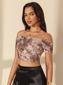 Almamuse Women's Elegant Fitted Print Knit Top - Multicolor - View 5