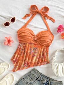 Soleia Áo hở lưng nơ bất đối xứng, nhẹ mùa hè, thường ngày cho nữ - Nhiều màu - Xem 8