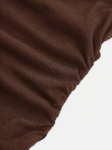 SHEIN Girlism Vestido mini de ajuste ceñido con cuello redondo, cuello en U y cintura drapeada para adolescentes, color marrón - Marrón - Ver 5