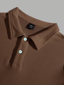 Manfinity VCAY Men's Casual Fitted Regular Shoulder Short Sleeve Polo Shirt - Brown - View 3