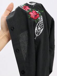 ROMWE Goth Blusa de mujer con bordado de estilo gótico de serpiente y flores