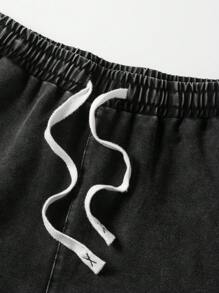 Manfinity EMRG Men's Cotton Drawstring Waist Pocket Casual Harem Pants - Black - View 8