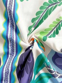 Soleia 女士度假热带元素椰子树棕榈叶细肩带迷你裹身裙热带连衣裙度假裙沙滩裙热带印花连衣裙女士度假服 - 彩色 - 查看 9