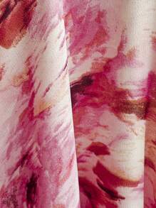 Soleia Váy Maxi tay bèo nhún họa tiết hoa cổ vuông bằng vải chiffon cỡ lớn cho nữ, mùa xuân/ngày lễ tình nhân - Nhiều màu - Xem 8