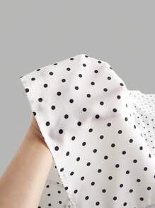 SHEIN Sweetro 大码女式优雅波尔卡圆点蝴蝶结中长连衣裙 - 黑與白 - 查看 5