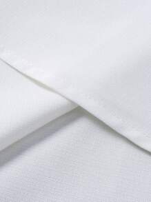 Manfinity Mode Men's Solid Color Pocket Front Button Long Sleeve Casual Business Shirt, Fall, Old Money Style - White - View 6