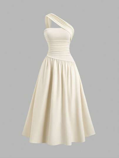 Sweetra Women's Oblique Shoulder Bodycon Strapless Dress, Fashionable