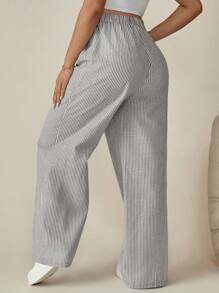 SHEIN Pregnant Women Casual Simple Striped Wide Leg Loose Pants