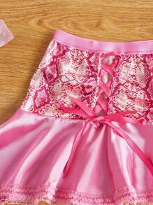 FairyFlirt Satin Ruffle Edge Playful Ruched Strap Satin Garter Belt, Women Lingerie Accessories, Pink